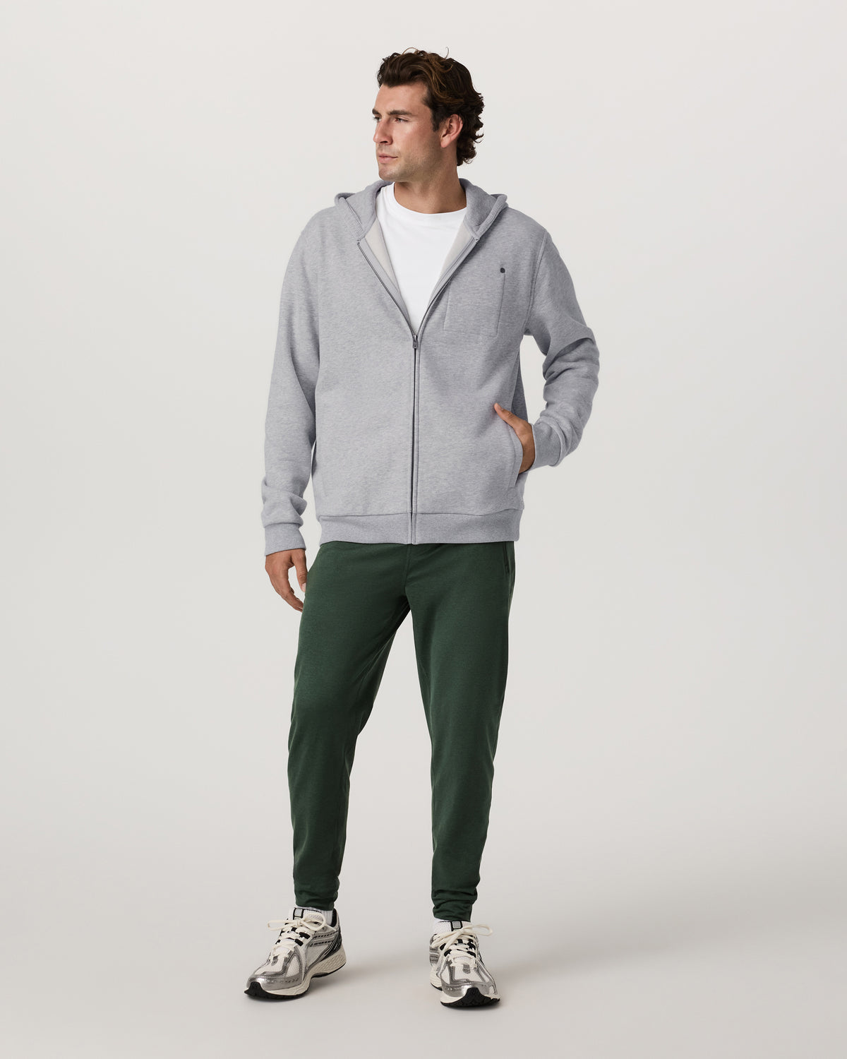 Seaside Full Zip 2.0 Men's Light Heather Grey Hoodie | Vuori for sale