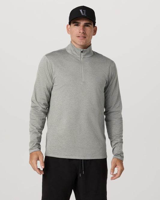 Ponto 1/2 Zip Mock Neck Men's Driftwood Heather Top | Vuori discount