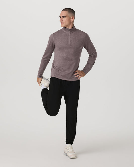 Ponto 1/2 Zip Mock Neck Men's Huckleberry Heather Top | Vuori discount