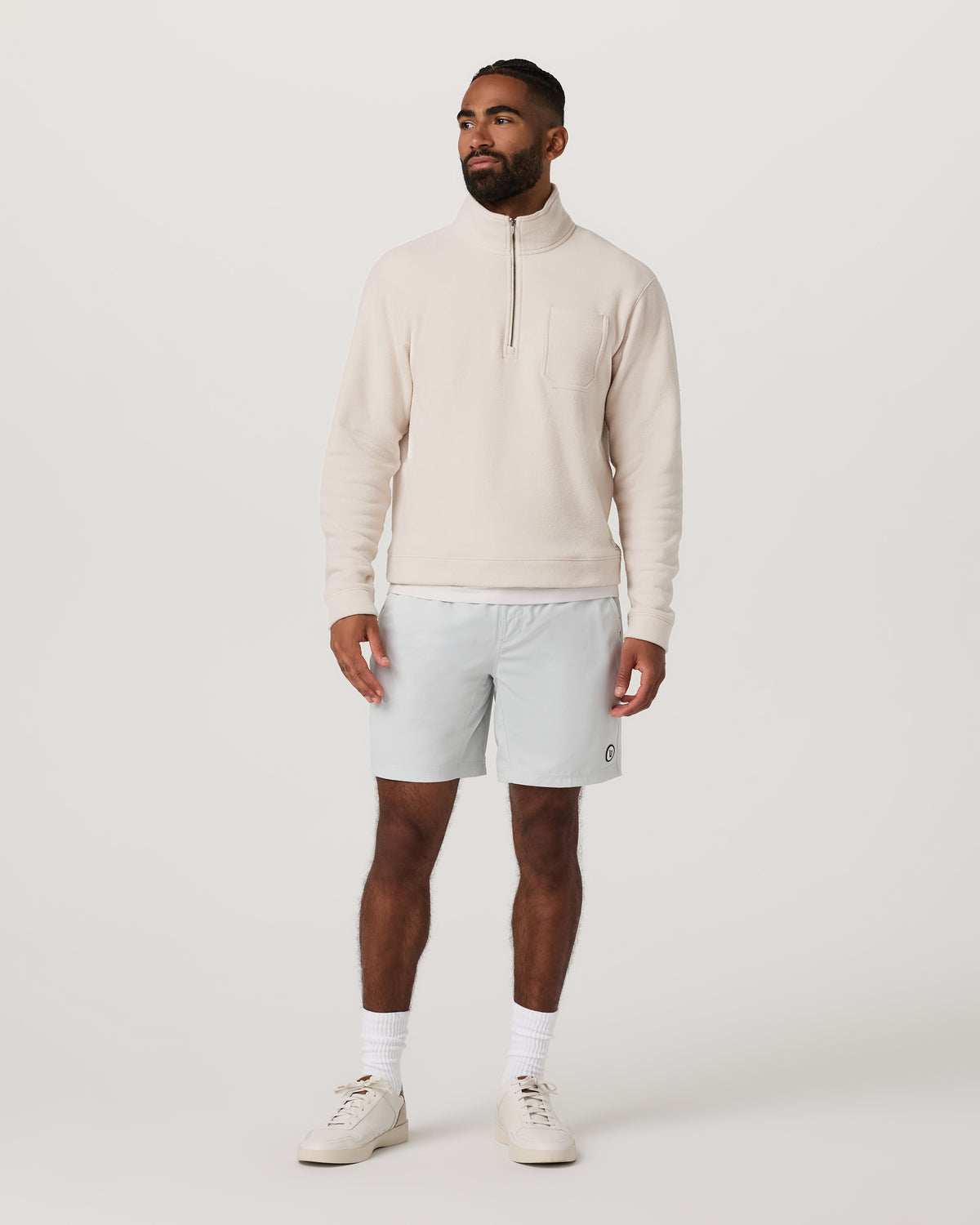 Beach Fleece 1/2 Zip - Relaxed Bone Heather Pullover | Vuori outlet