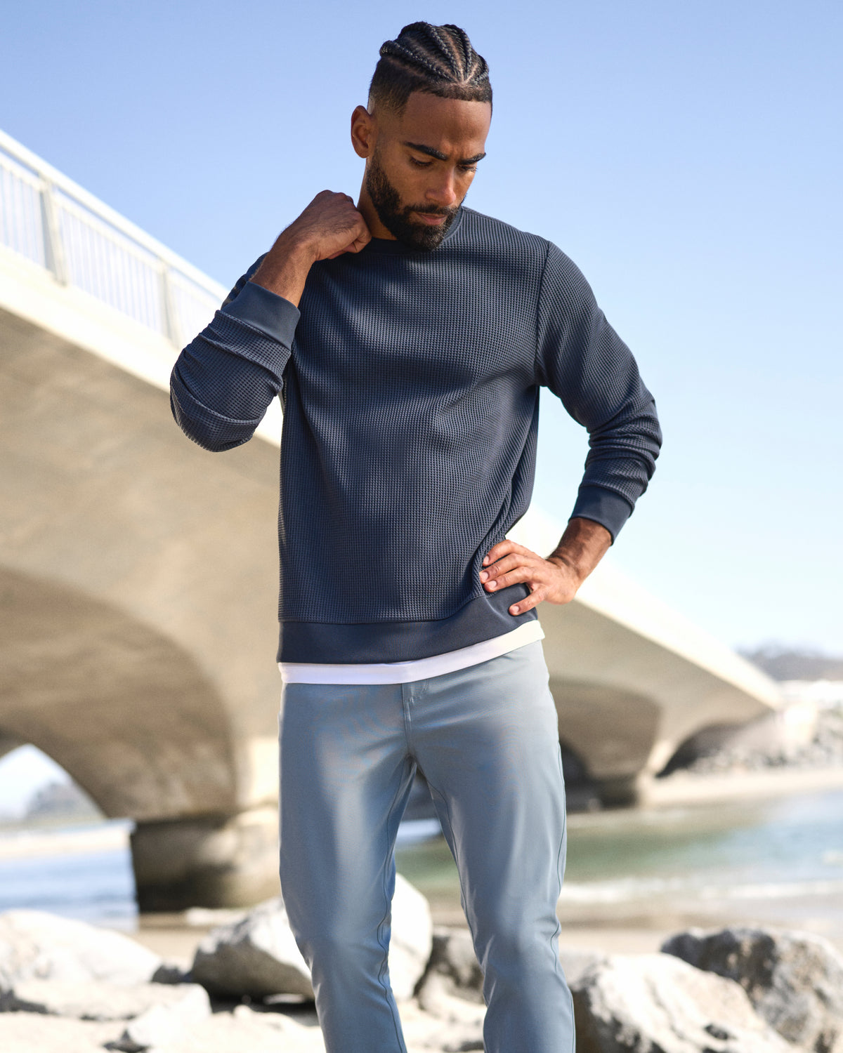 Jamestown Crew Men's Navy Waffle Crewneck | Vuori discount