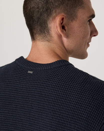 Denver Waffle Crew Sweater Men's Navy Wool Sweater | Vuori for sale