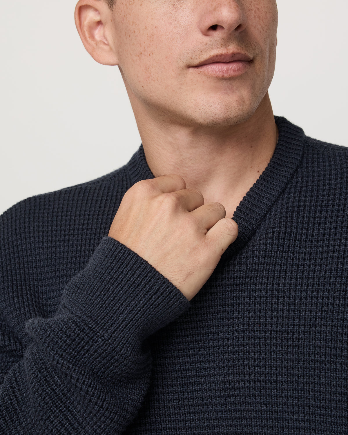 Denver Waffle Crew Sweater Men's Navy Wool Sweater | Vuori for sale