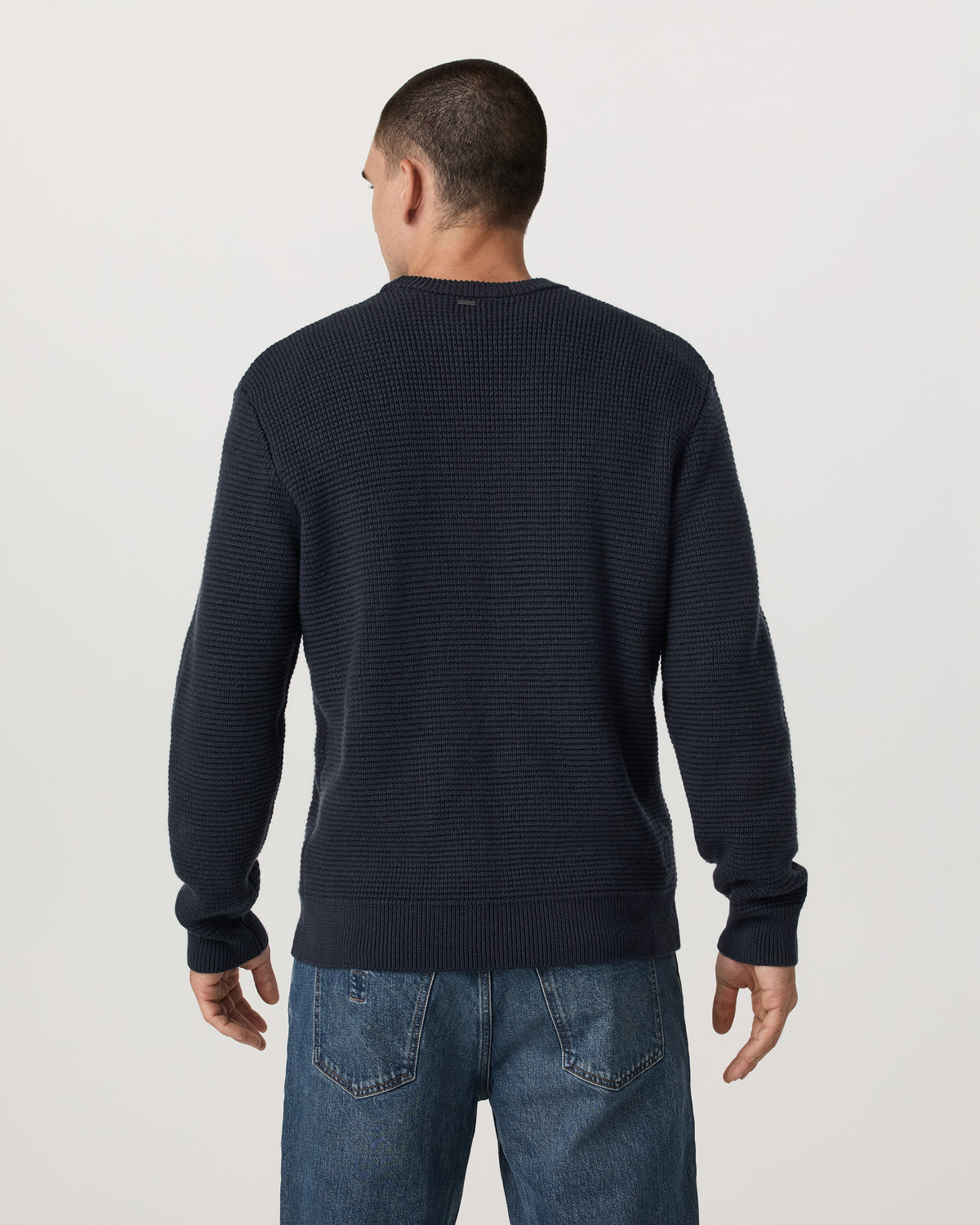 Denver Waffle Crew Sweater Men's Navy Wool Sweater | Vuori for sale