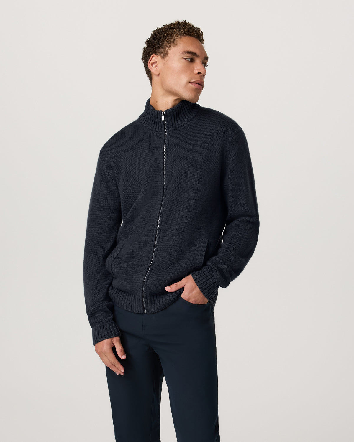 Denver Full Zip Sweater Men's Navy Zip Sweater | Vuori online
