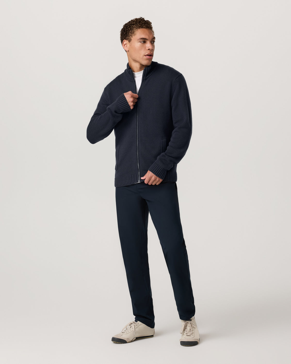 Denver Full Zip Sweater Men's Navy Zip Sweater | Vuori online