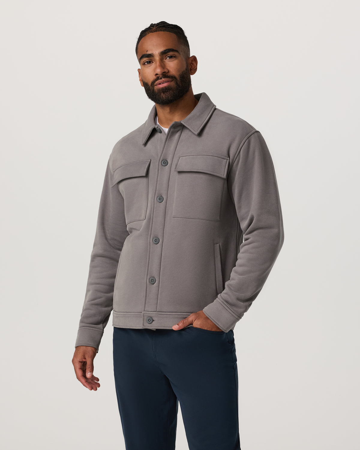 Seaside Shirt Jacket Men's Cavern Grey Lifestyle Jacket | Vuori discount