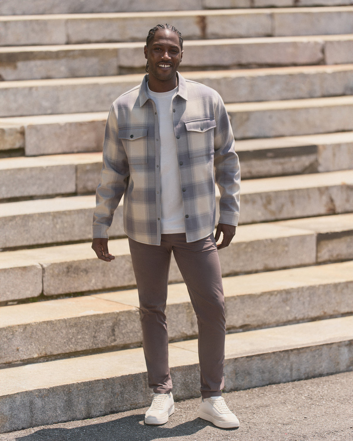 Range Shirt Jacket 2.0 Men's Mushroom Plaid Jacket | Vuori onsale