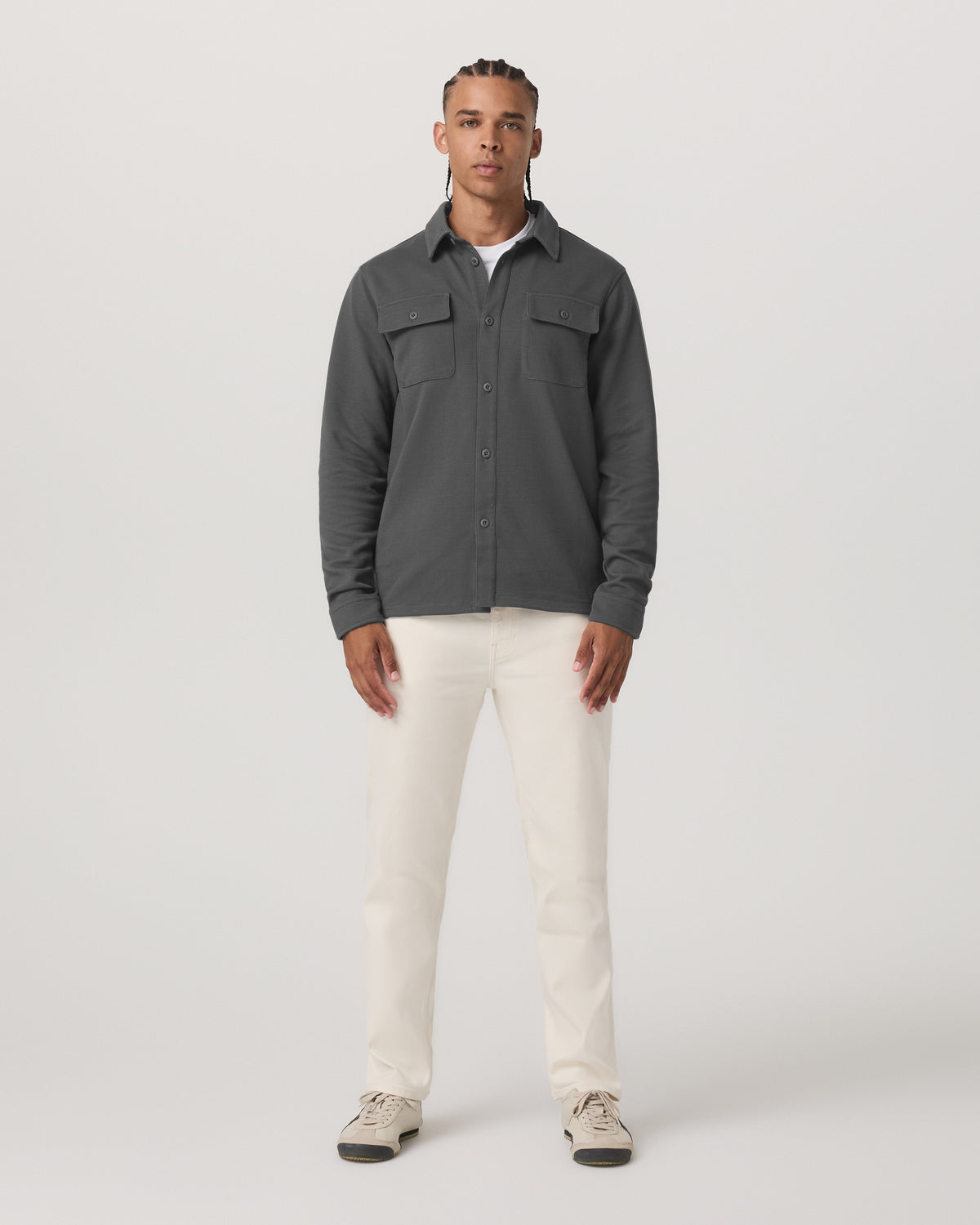 Waffle Shirt Jacket Men's Versatile Dark Pewter Jacket | Vuori outlet