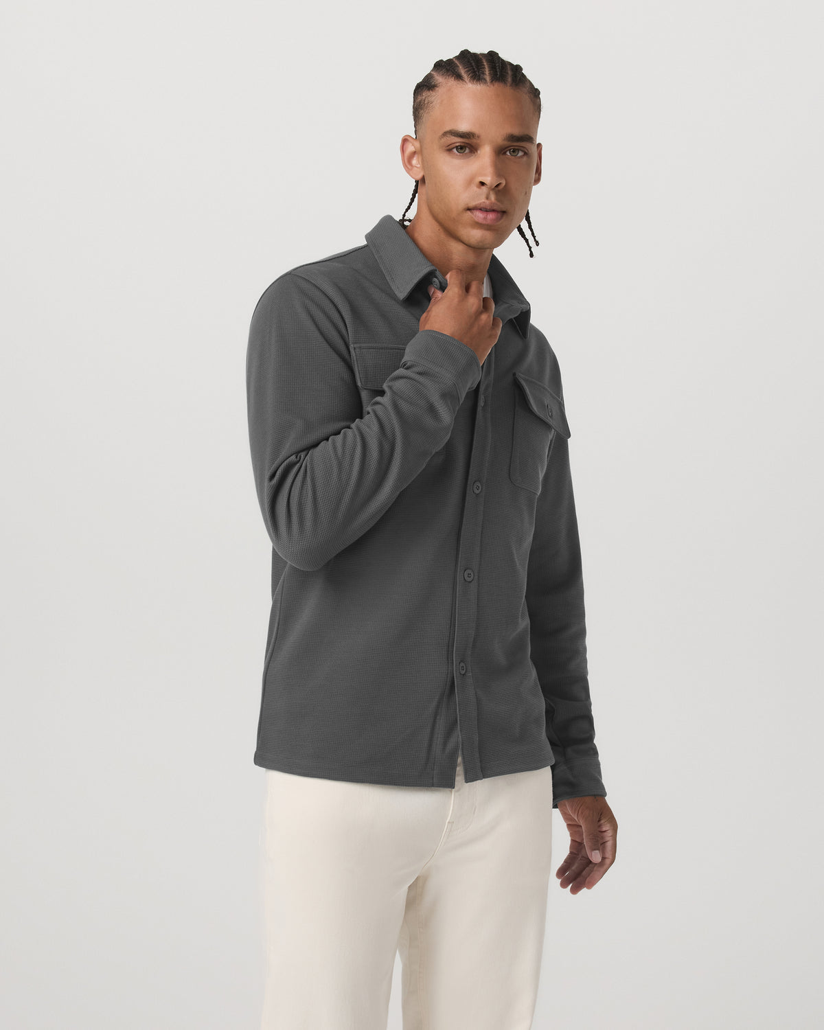 Waffle Shirt Jacket Men's Versatile Dark Pewter Jacket | Vuori outlet