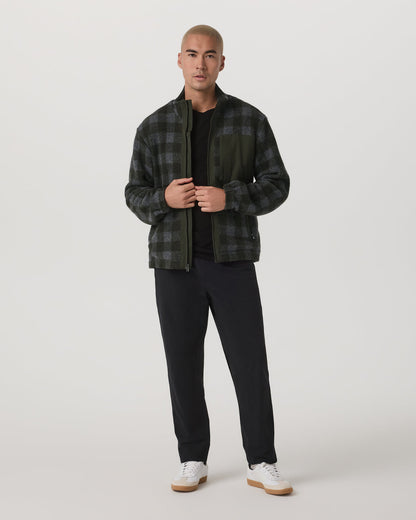 Ridge Fleece Jacket Men's Olive Plaid Zip-Up | Vuori discount