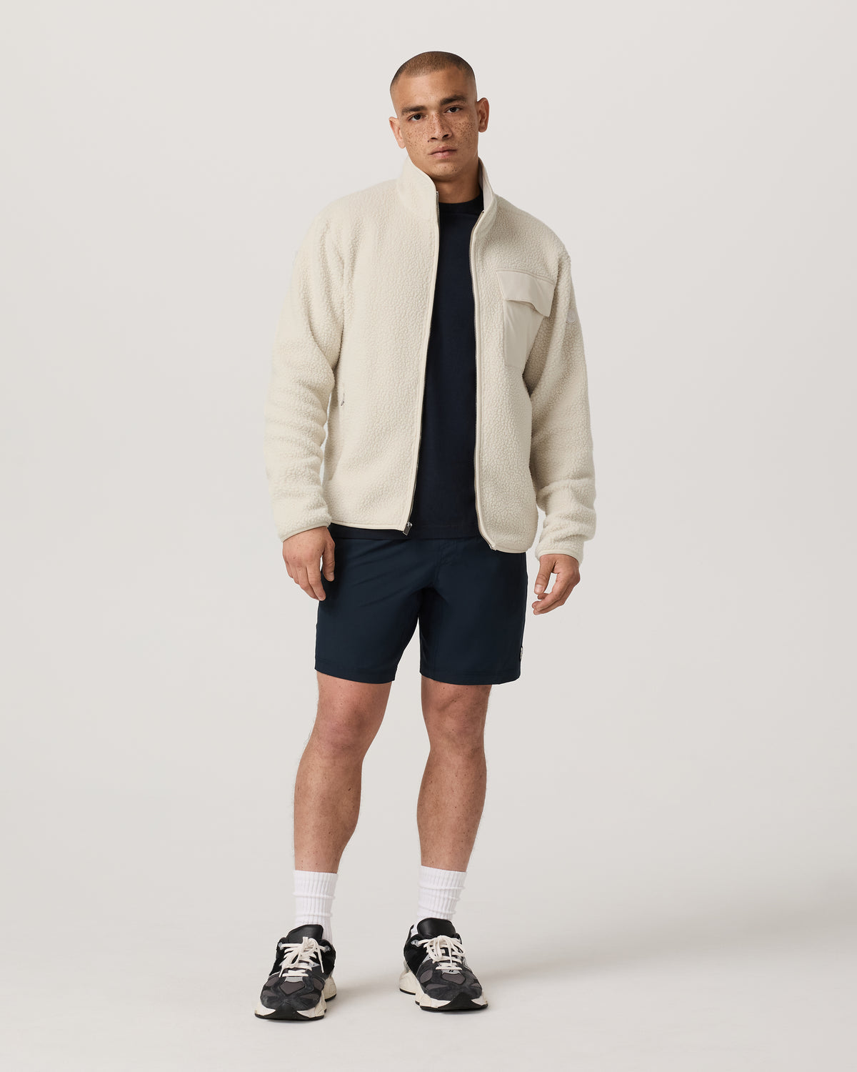 Alpine Fleece Full Zip Men's Bone Mock Neck Jacket | Vuori outlet