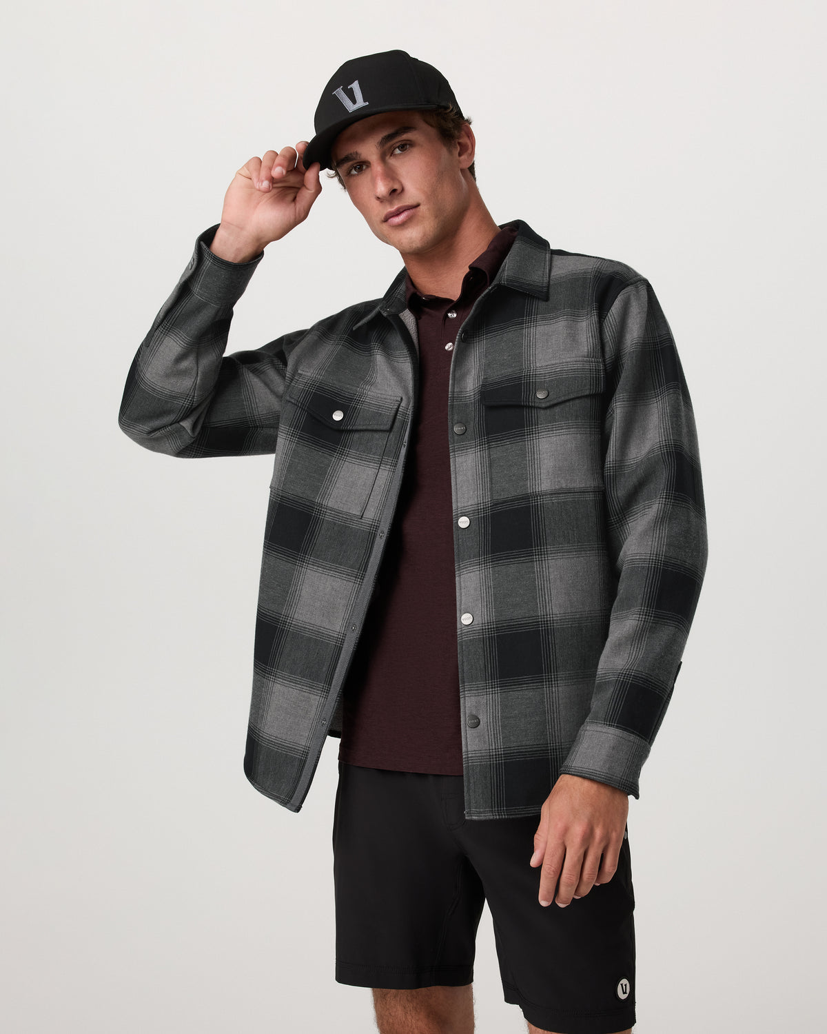 Range Shirt Jacket 2.0 Men's Dark Pewter Plaid Jacket | Vuori online