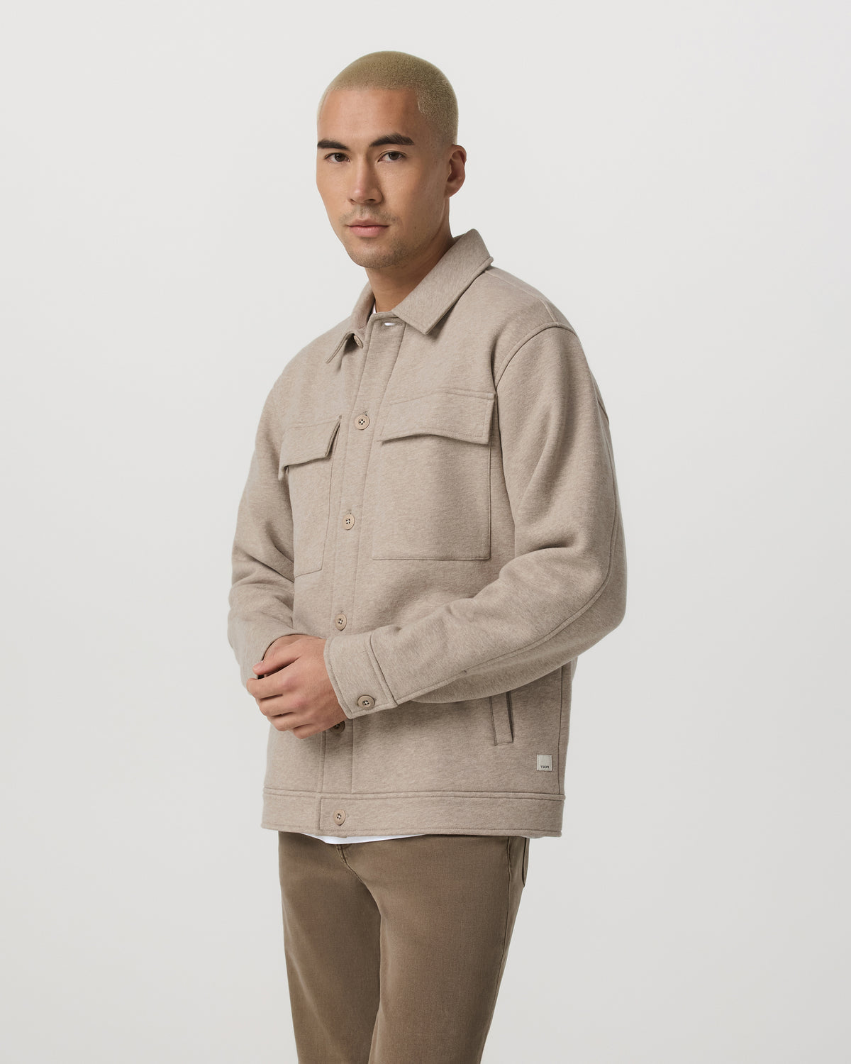 Seaside Shirt Jacket Men's Acorn Heather Fleece Jacket | Vuori shop