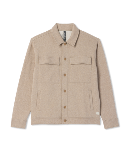 Seaside Shirt Jacket Men's Acorn Heather Fleece Jacket | Vuori shop