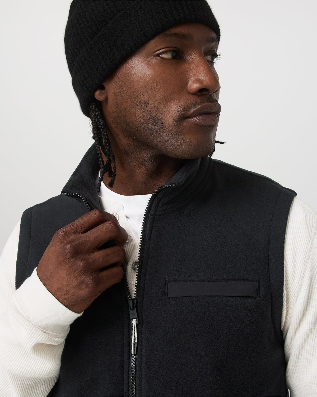 Aspen Vest Men's Black Zip-Up Fleece Vest | Vuori for sale