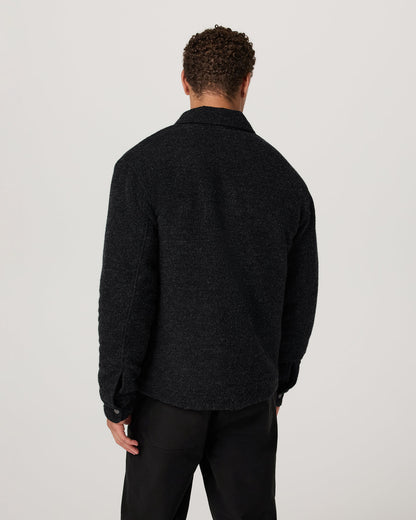 Plymouth Wool Shirt Jacket Dark Black Heather Jacket | Vuori for sale