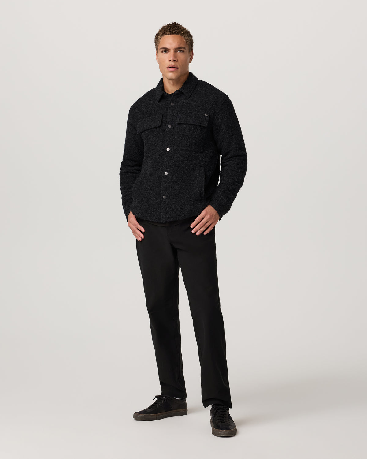Plymouth Wool Shirt Jacket Dark Black Heather Jacket | Vuori for sale