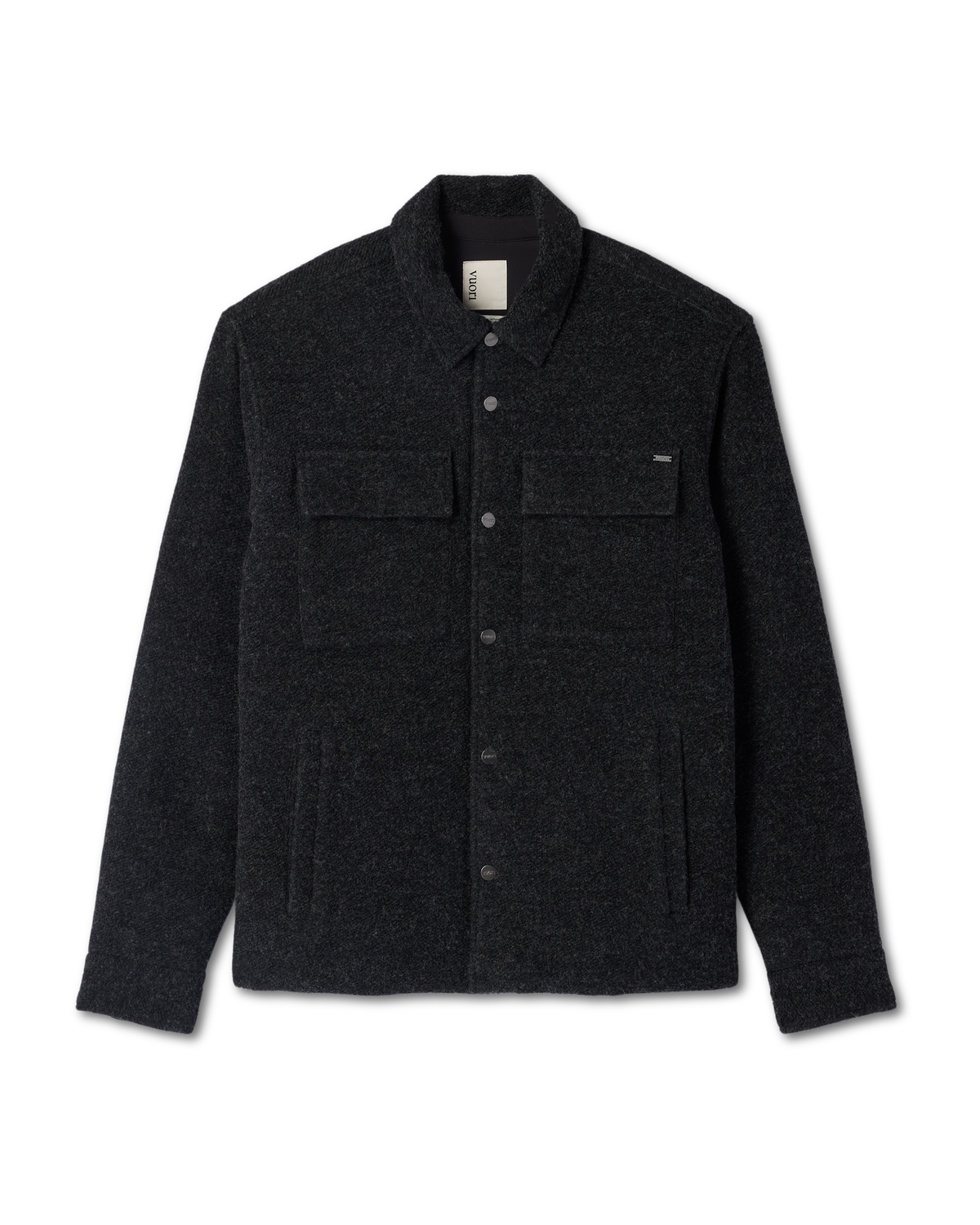 Plymouth Wool Shirt Jacket Dark Black Heather Jacket | Vuori for sale