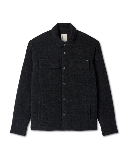 Plymouth Wool Shirt Jacket Dark Black Heather Jacket | Vuori for sale