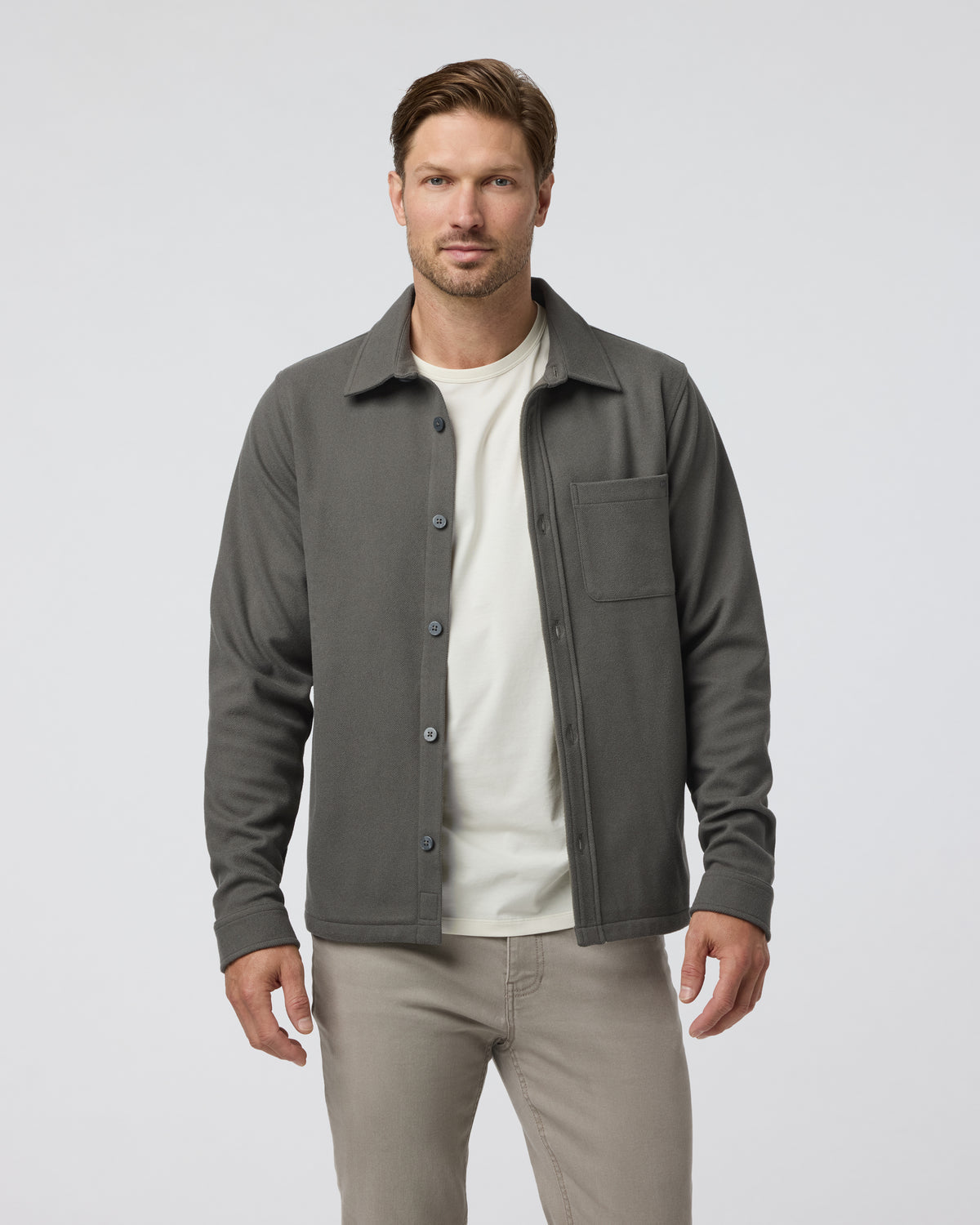 Beldon Shirt Jacket Knit Twill Oregano | Vuori online