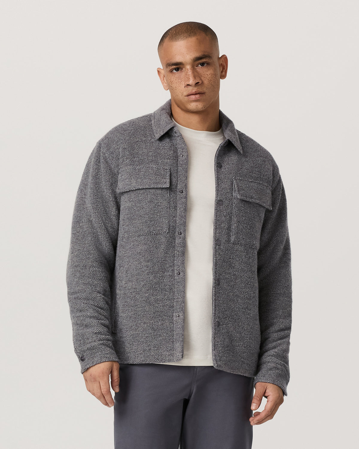 Plymouth Wool Shirt Jacket Men's Heather Grey Jacket | Vuori online