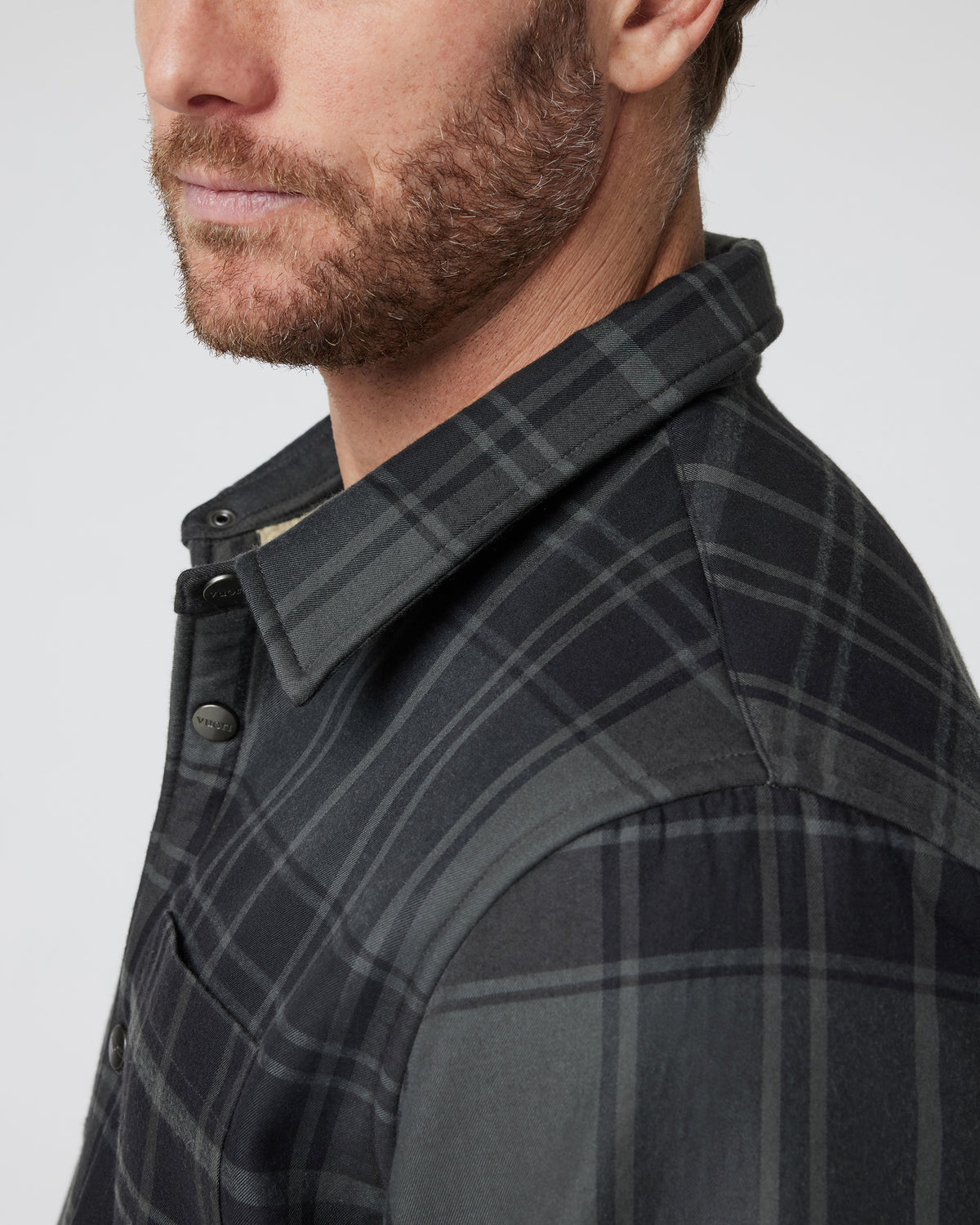 Coastside Shirt Jacket Men's Black Plaid Shirt | Vuori outlet