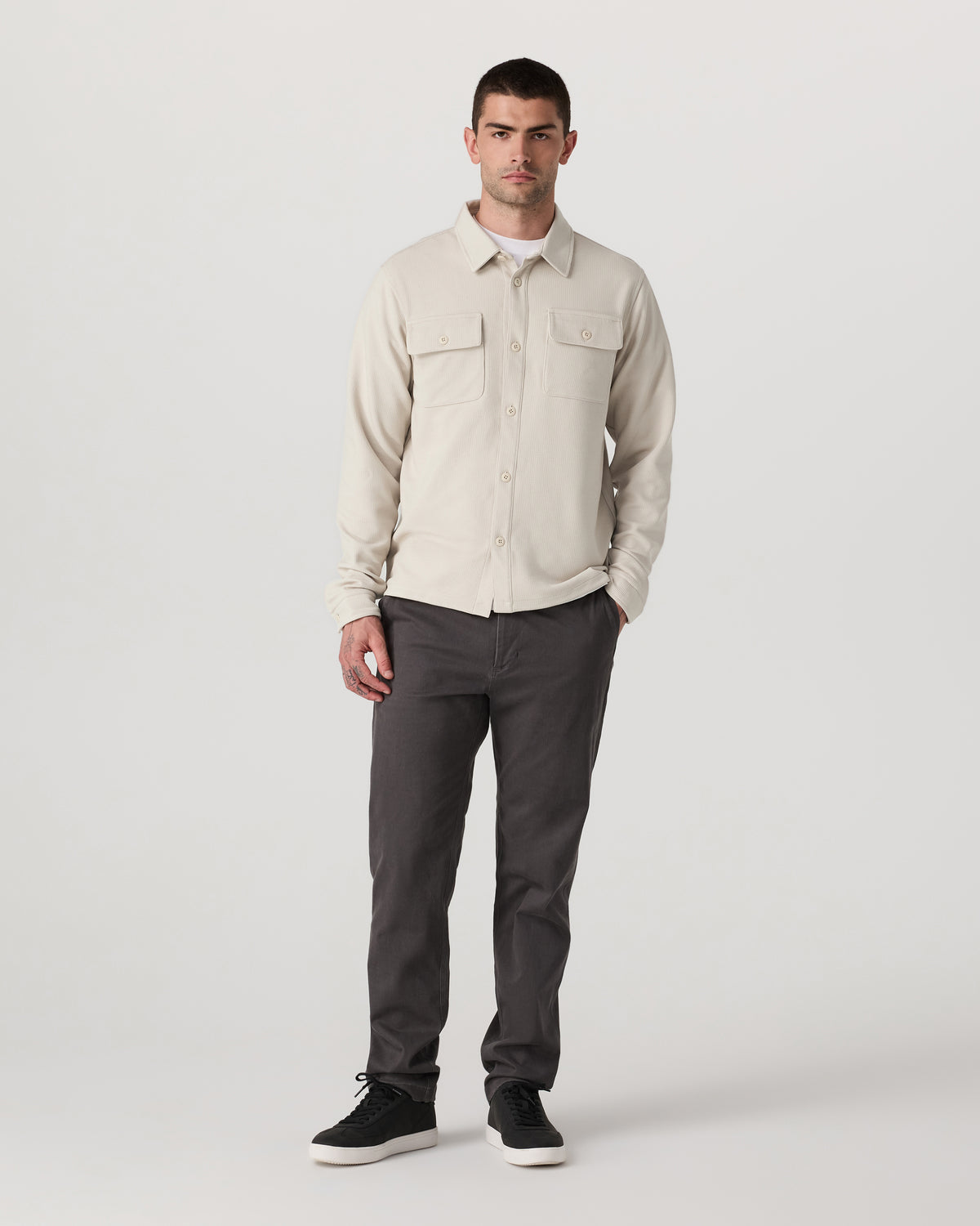 Waffle Shirt Jacket Men's Mushroom Waffle Knit Top | Vuori onsale