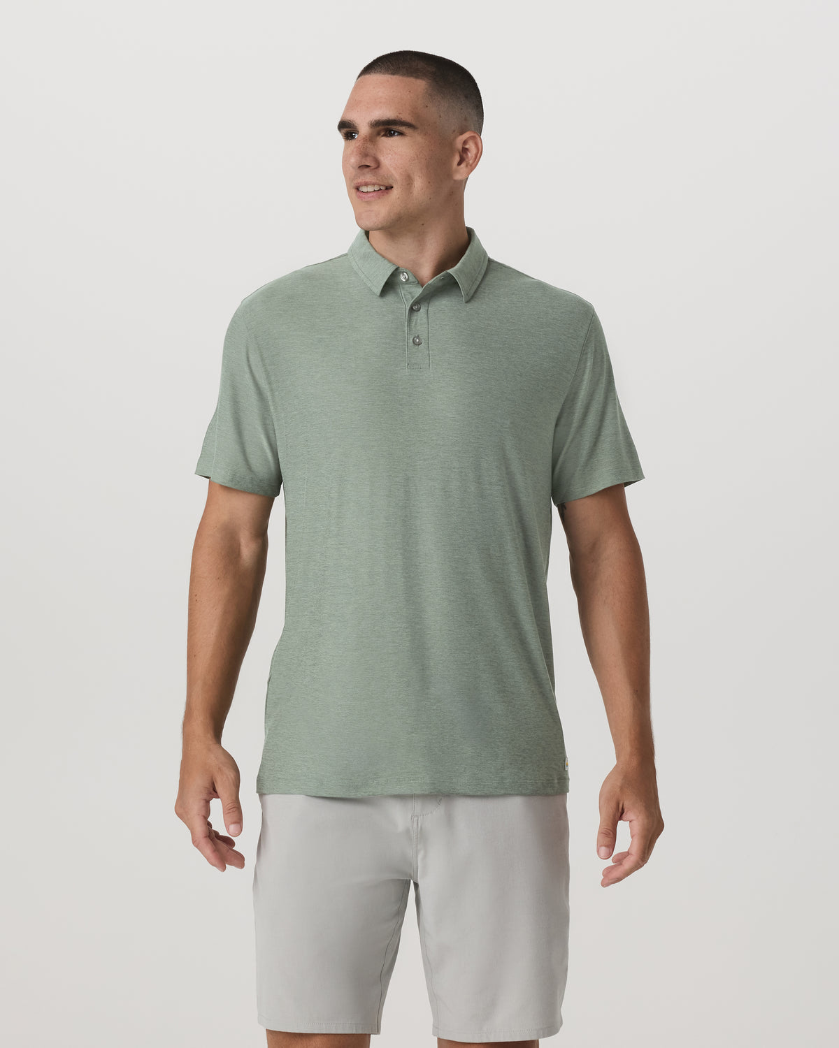 Strato Tech Polo Men's Thyme Heather Performance Shirt | Vuori for sale