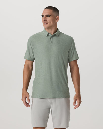 Strato Tech Polo Men's Thyme Heather Performance Shirt | Vuori for sale