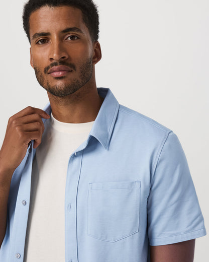 Short Sleeve Knit Oxford Button Down - Classic Fit Blue | Vuori discount