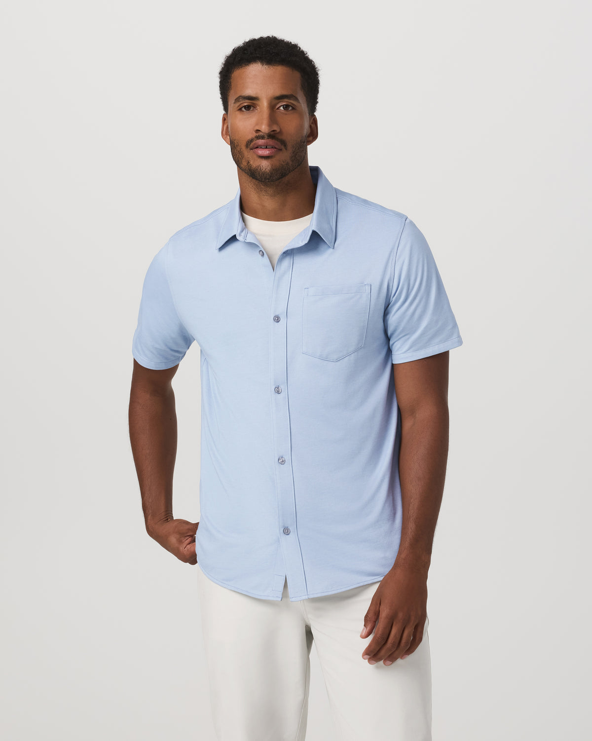 Short Sleeve Knit Oxford Button Down - Classic Fit Blue | Vuori discount