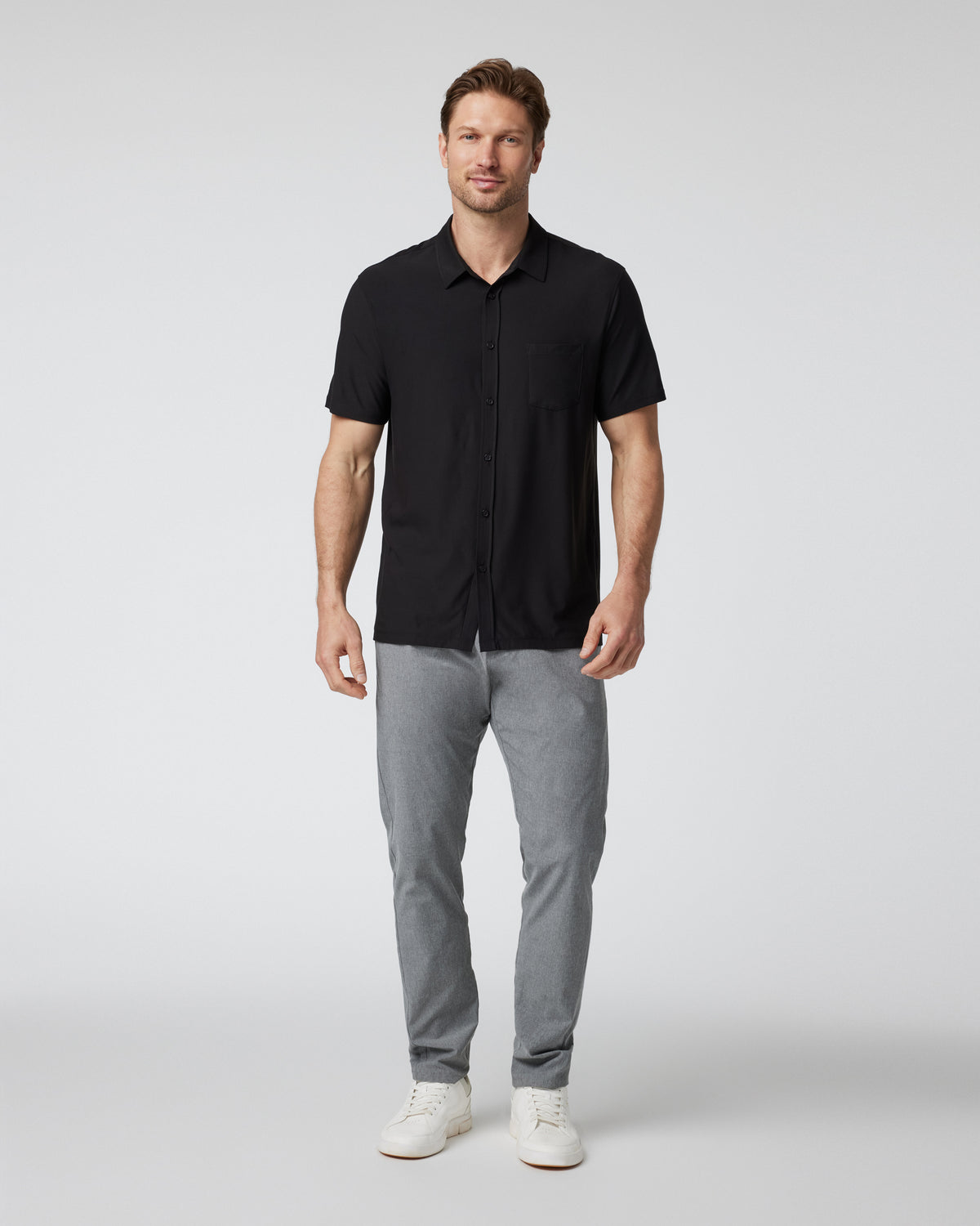 Short Sleeve Strato Button Down Men's Black Shirt | Vuori discount