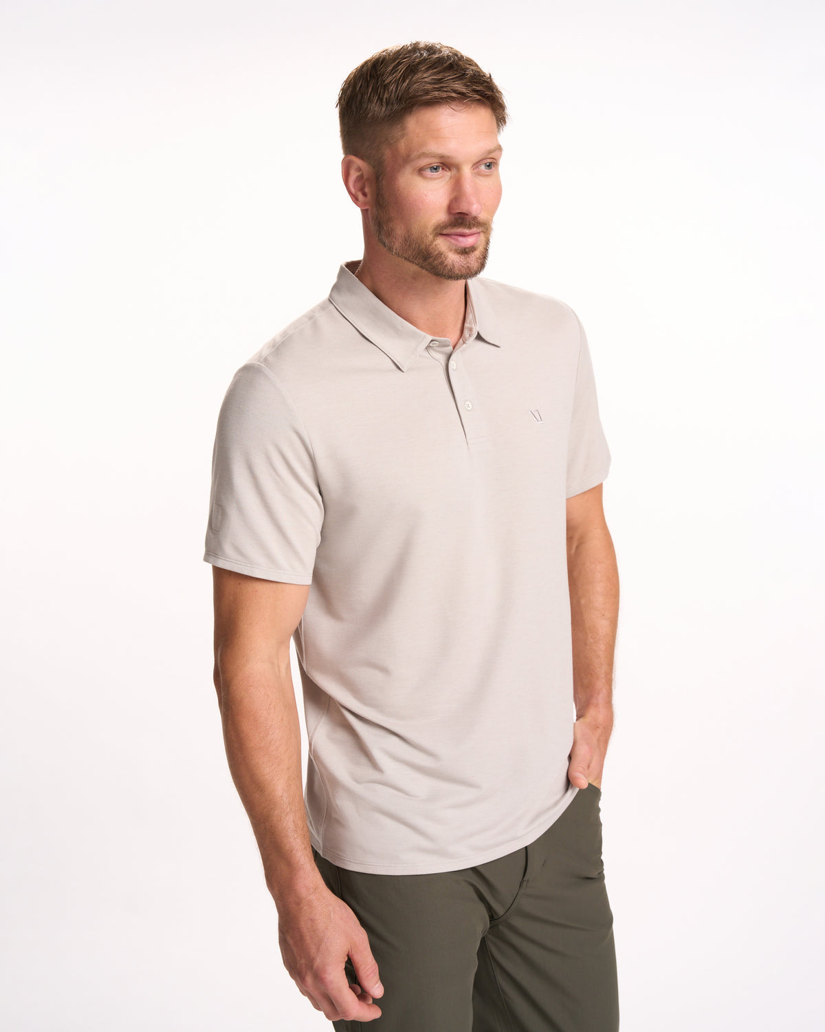 Knit Twill Polo Men's Beachsand Heather Golf Polo | Vuori sale