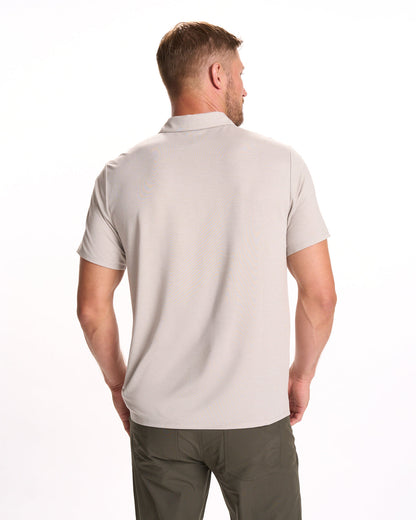Knit Twill Polo Men's Beachsand Heather Golf Polo | Vuori sale