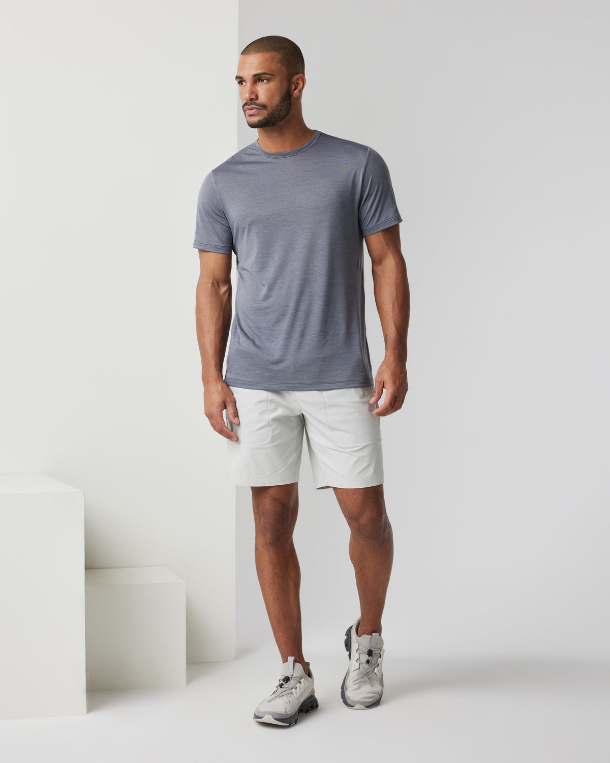 Short Sleeve Marina Stripe Tee Dark Pewter Run Shirt | Vuori sale