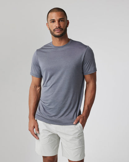 Short Sleeve Marina Stripe Tee Dark Pewter Run Shirt | Vuori sale