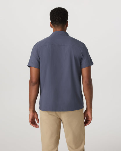 Short Sleeve Manhattan Button Down Men's Azure Shirt | Vuori for sale