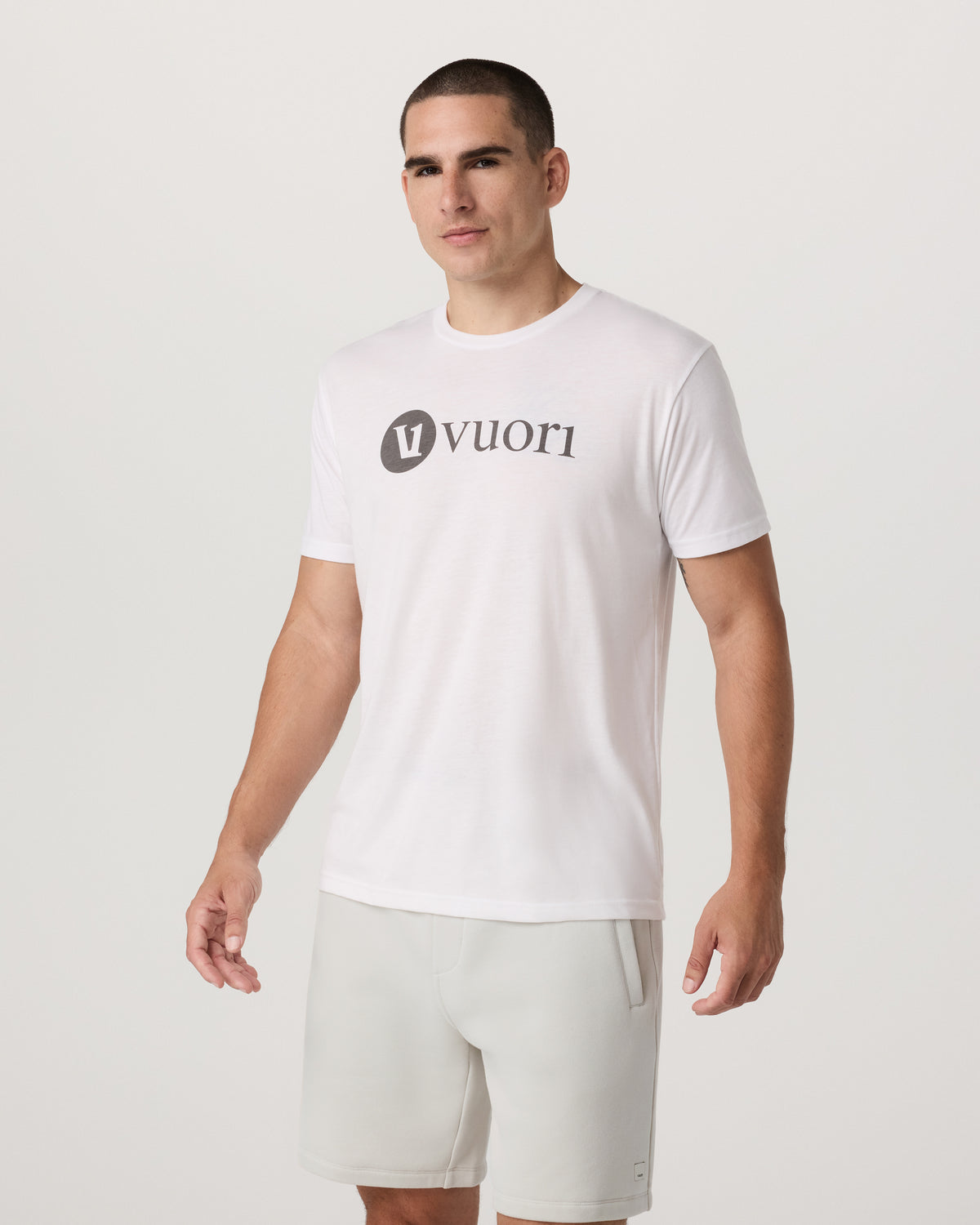 V1 Vuori Wordmark Logo Tee Men's White Logo T-Shirt | Vuori discount