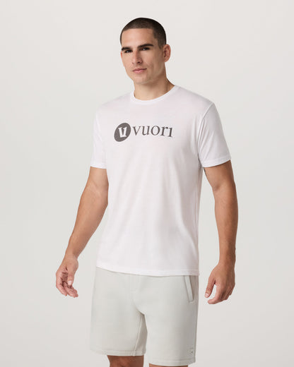 V1 Vuori Wordmark Logo Tee Men's White Logo T-Shirt | Vuori discount
