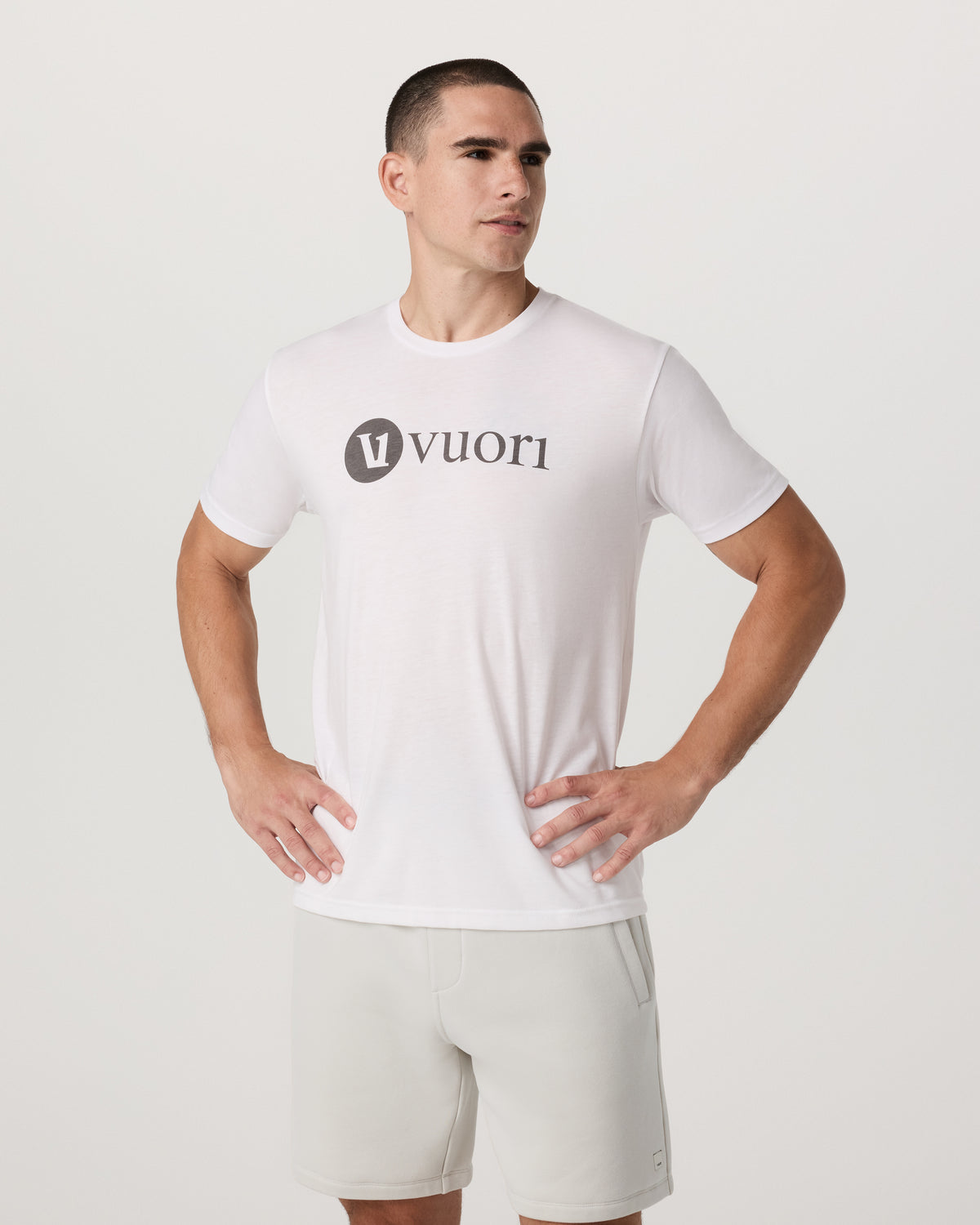 V1 Vuori Wordmark Logo Tee Men's White Logo T-Shirt | Vuori discount