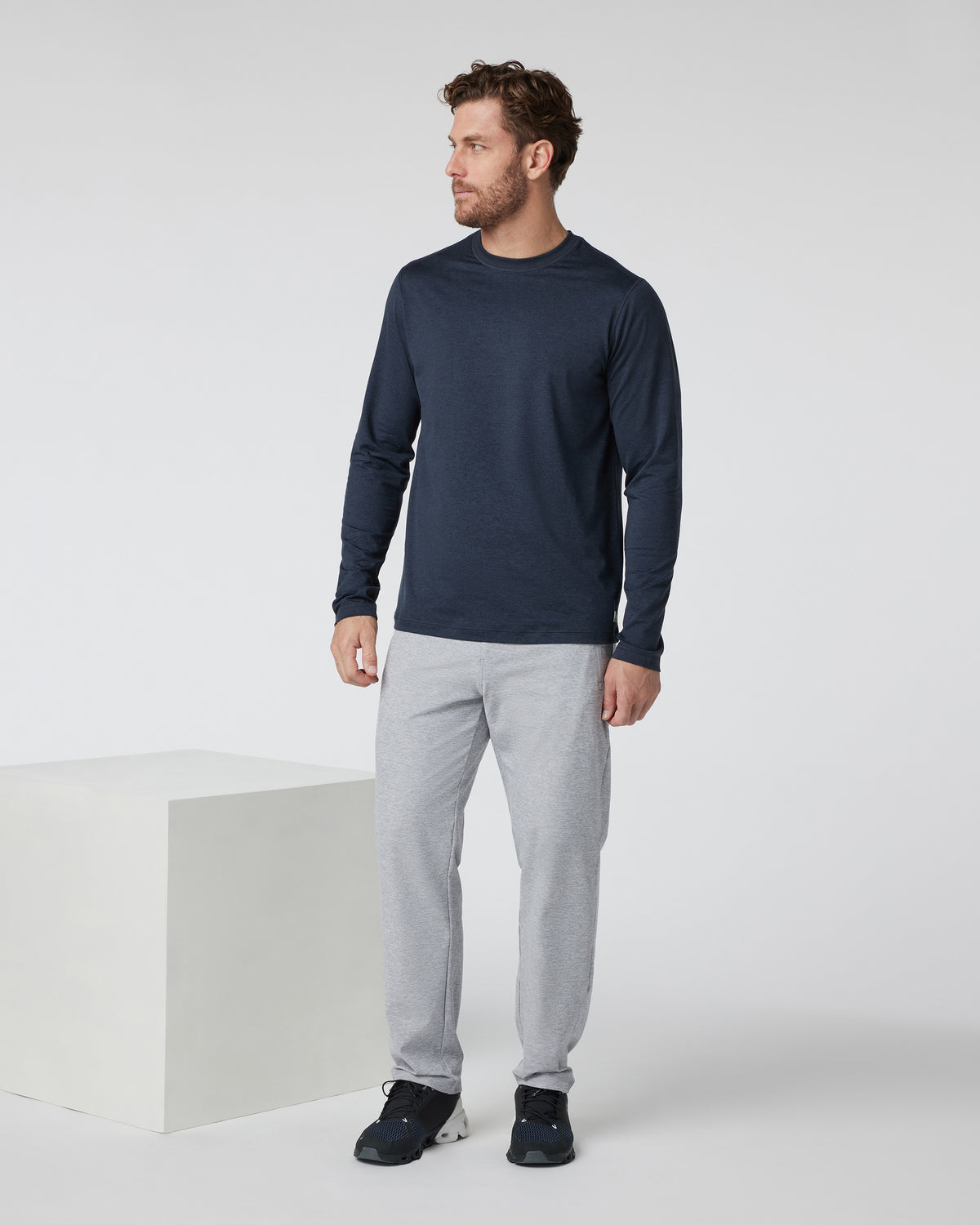 Long Sleeve Ponto Performance Tee Midnight Heather | Vuori for sale