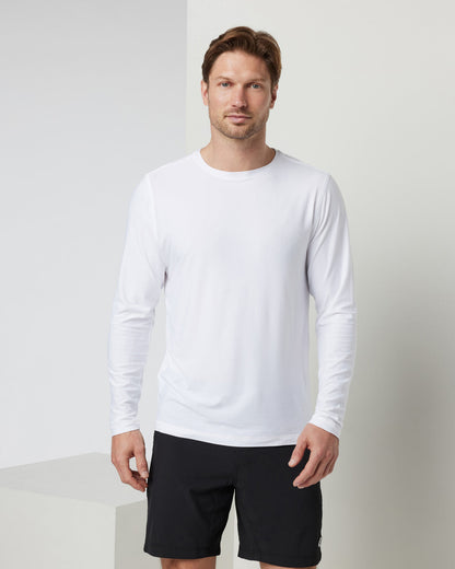 Long Sleeve Strato Tech Tee Men's White Shirt | Vuori discount