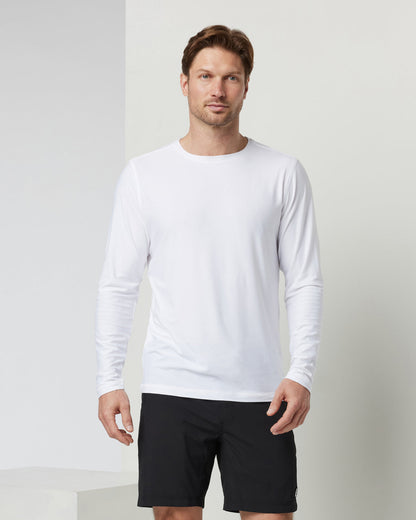 Long Sleeve Strato Tech Tee Men's White Shirt | Vuori discount