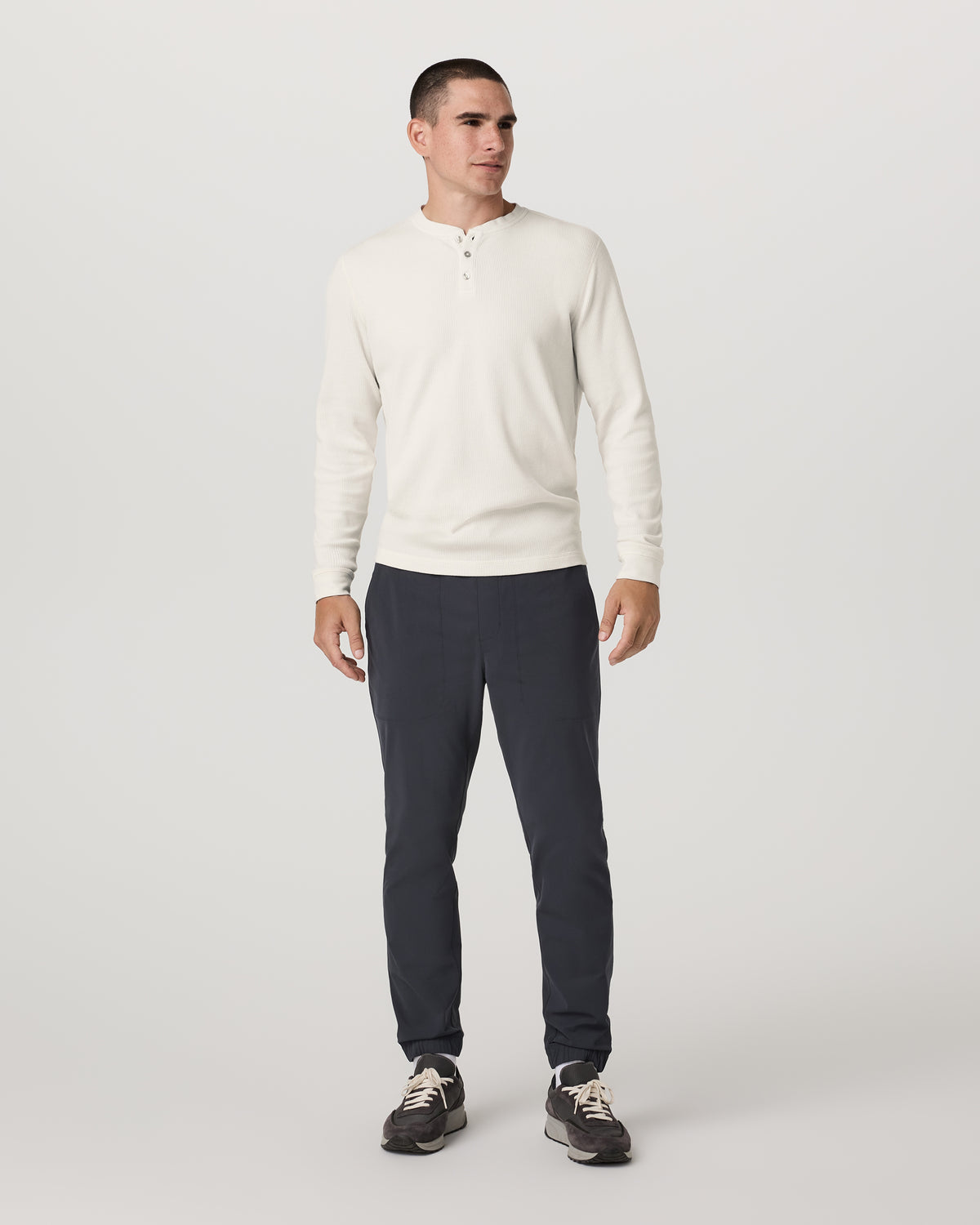Waffle Henley Men's Marshmallow Henley Top | Vuori outlet