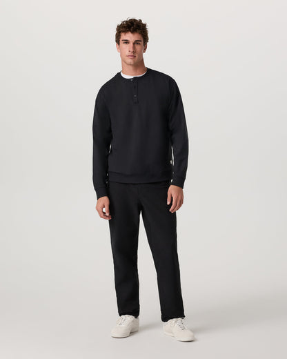 Long Sleeve Coronado Henley - Relaxed Black Heather | Vuori for sale