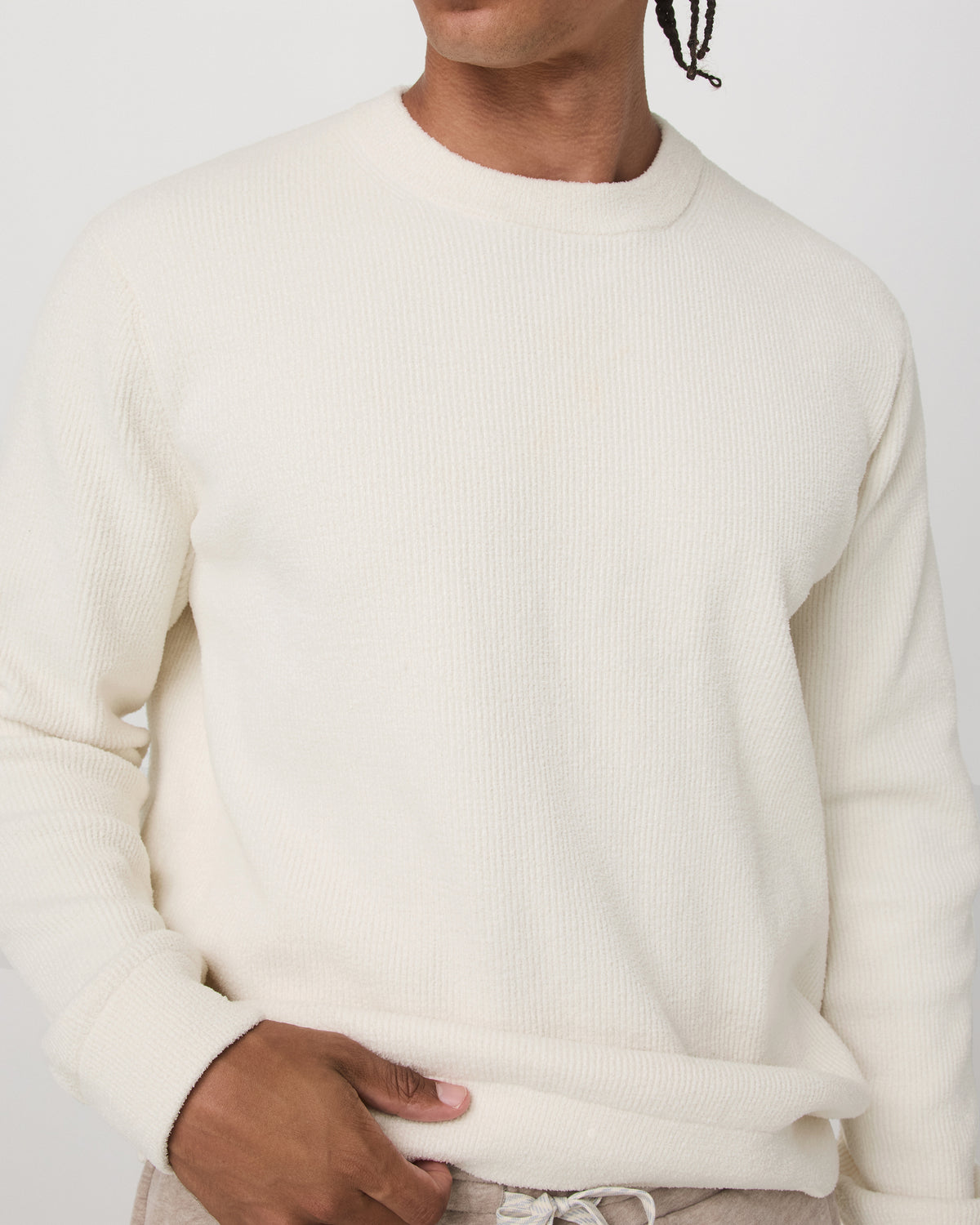 Midweight Rib Sweater Men's Ivory Ribbed Knit Sweater | Vuori online