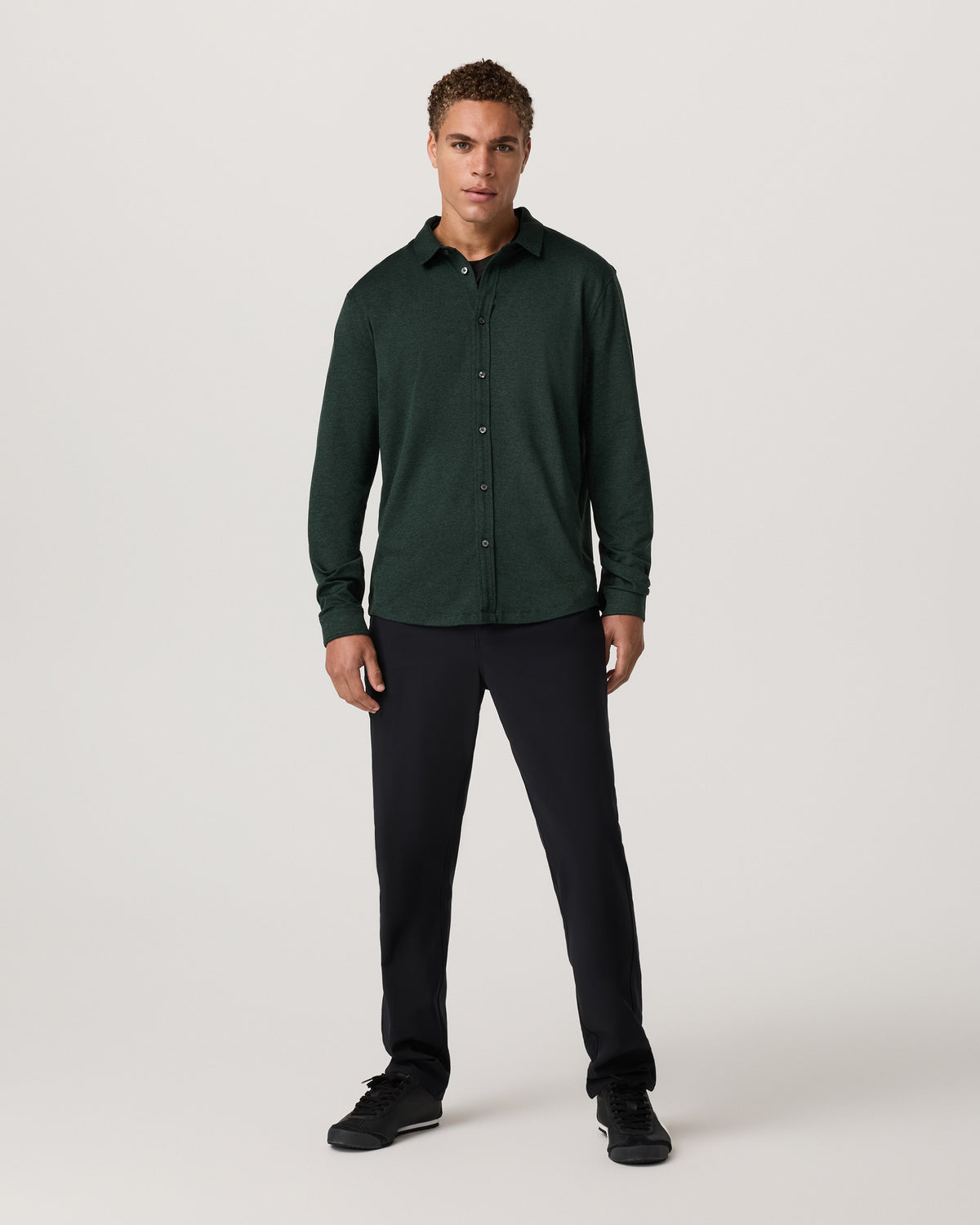Men's Long Sleeve Ponto Button Down Evergreen Heather | Vuori outlet