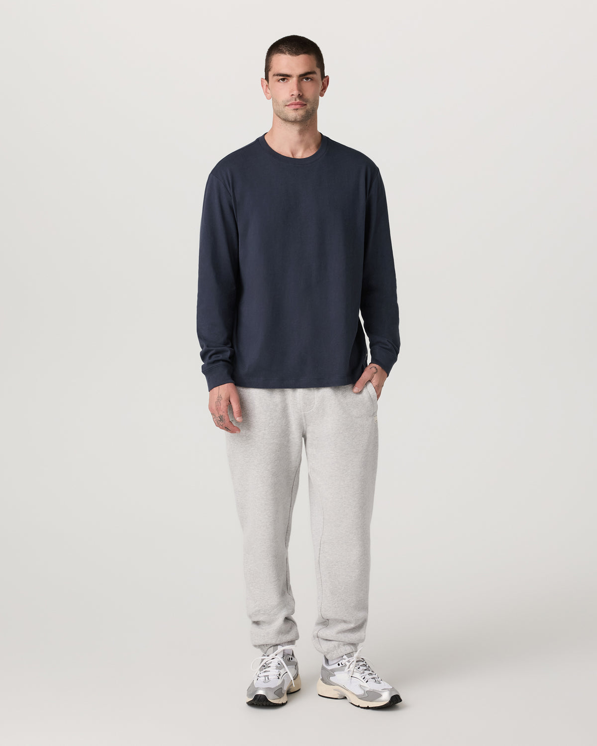 Long Sleeve Heavyweight Cotton Tee Men's Navy Shirt | Vuori sale