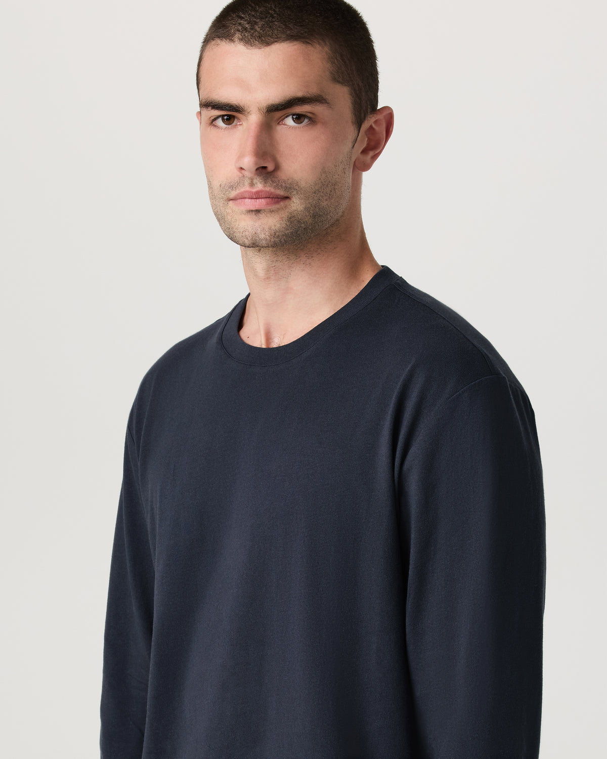 Long Sleeve Heavyweight Cotton Tee Men's Navy Shirt | Vuori sale